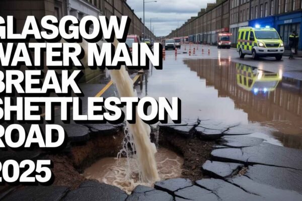 Glasgow water main break on Shettleston Road